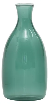 Image de Petit Vase Un Fiore 35 Cl En Verre Borosilicate Soufflé À La Bouche Avec Décoration Blanche Sur L'Embouchure, Vert Lac Pour Déco D'Intérieur