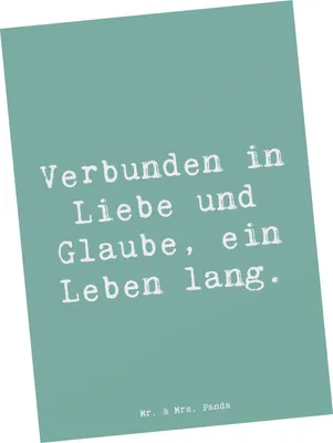 Produktbild von Mr. & Mrs. Panda Grußkarte Spruch Kirchliche Trauung Liebe Glaube - Meeresbrise - Geschenk, Fotokarte, Heirat, Postkarten, Verbunden in und, Ehe, Ansichtskarte, Heiraten