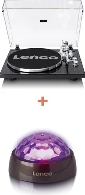 Produktbild von Lenco LBT-215BK - Plattenspieler mit Bluetooth®, Metall-Plattenteller, Tonarm und Gegengewicht - Exklusive Piano Black Farbe