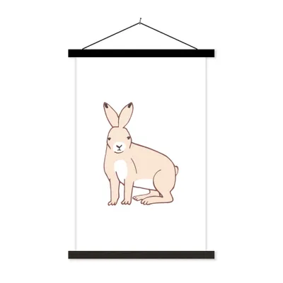 Produktbild von MuchoWow® Textilposter Kaninchen - Kinder - Weiß - Jungen - Mädchen 40x60 cm mit schwarzem Rahmen - Wanddekorationen