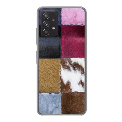 Produktbild von MuchoWow® Handyhülle Schutzhülle Hülle für Samsung Galaxy A53 5G Ein farbenfroher Karoteppich mit unter anderem Kuhfell Silikon Softcase Handy Hülle - Schutzabdeckung