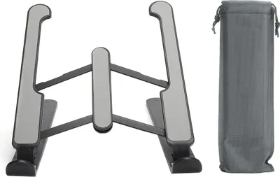 Image de Support pour ordinateur portable, support réfrigérant à 6 niveaux, écran de bureau, plaque élévatrice pliable, cadre de rehaussement, noir