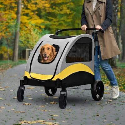 Image de Poussette pour chiens - Chariot pour chiens - Poussette pour animaux de compagnie - Poussette de promenade - Chariot pour animaux - Adaptée aux chiens jusqu'à 20 kg