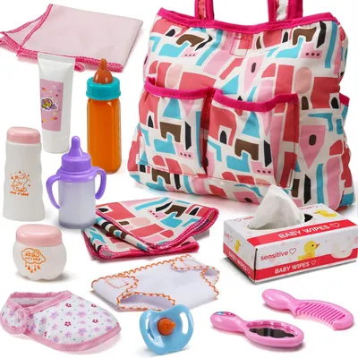 Produktbild von Set mit 13 Babyaccessoires – Spielzeugset für die Puppenpflege