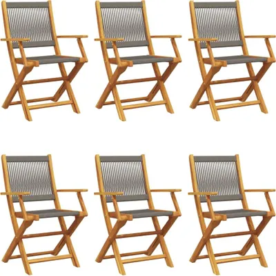 Productafbeelding van vidaXL Klapstoelen, 6 stuks, grijs massief acaciahout