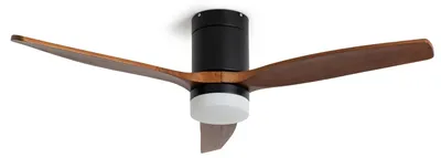 Produktbild von Deckenventilator mit Licht Lautlos DC Holzflügel Leros Dunkles Holz Fernbedienung Groß (über 20 m²) 132 cm Schwarz