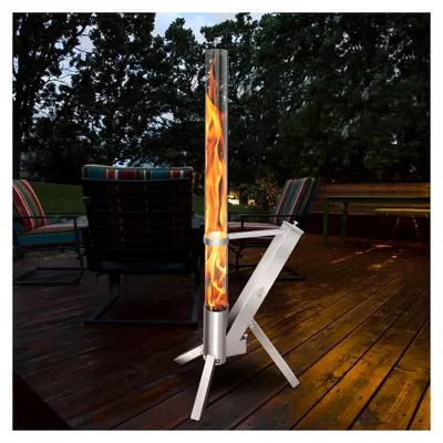 Produktbild von Outdoor Feuerstelle, Pelletfackel mit 100x8cm Glasrohr, dekorative Feuersäule für Garten und Terrasse