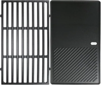 Zdjęcie produktu dla Rost do grilla – płyta grillowa żeliwna – zestaw 2 sztuk – 44,5 x 60 cm – czarna