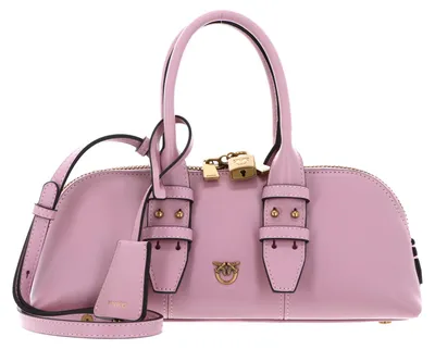 Image de PINKO sac à main sac à épaule bandoulière Bowling Bag Horizontal Vitello Light Pink + Antique Gold rose