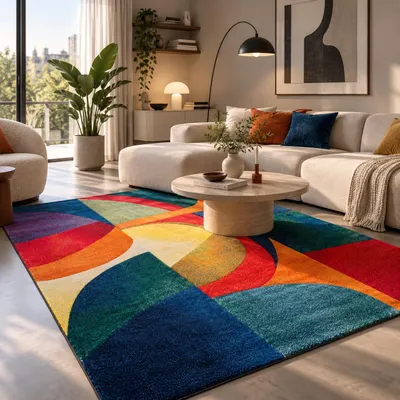 Produktbild von Designer Teppich Maui Modern Petrol Grün, Größe:80x150 cm, KI-generiertes Bild