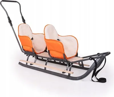 Obrázek produktu pro Sáňky s kombinézou 135cm dvojité sáňky tahací lano dětské sáňky kovové dřevěné sedátko zimní návlek na nohy DUO Twin; Orange