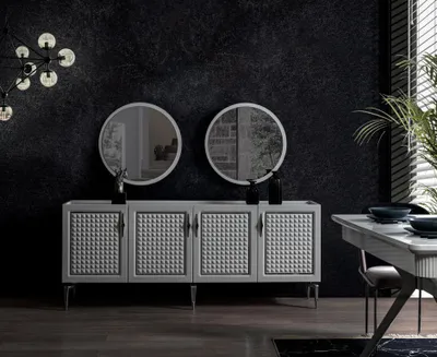 Immagine prodotto di Graues Sideboard Schrank Regal Schränke Möbel Spiegel Kommoden 3tlg