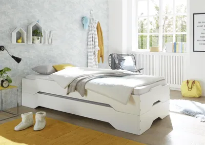 Produktbild von Kinderbett Jugendbett Bett Kinder Bett "Doppel I" Weiß