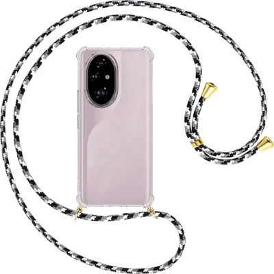 Produktbild von Handykette Backcover-Schutzhülle mit Band (Metall goldfarben) für Honor 200 Pro - schwarz/grau/weiß