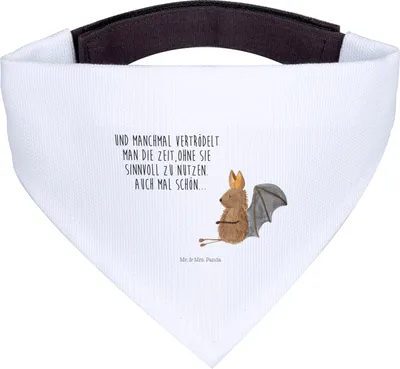 Produktbild von Mr. & Mrs. Panda Halstuch Für Hunde Fledermaus Sitzen - Weiß - Geschenk, Lustige Sprüche, Tuch, Fledermäuse, Hund, Motivation, Schal, Entspannen