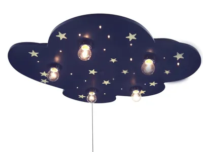 Produktbild von Niermann Leuchten Deckenleuchte Wolke blau mit fluoreszend. Sternen - Maße: 74 cm x 57 cm x 7 cm - Farbe: blau; 642