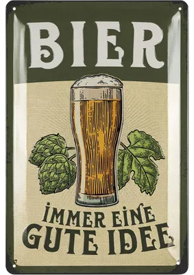 Produktbild von LANOLU Retro Blechschild BIER lustiges Sprüche Metallschild, Geschenk für Männer Kneipen Partykeller Dekoration Werkstattschild 20x30cm