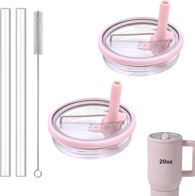 Image de Couvercles pour gobelets de 20 oz, anti-fuite, lot de 2 avec brosse de nettoyage, couvercles de remplacement pour gobelets isothermes