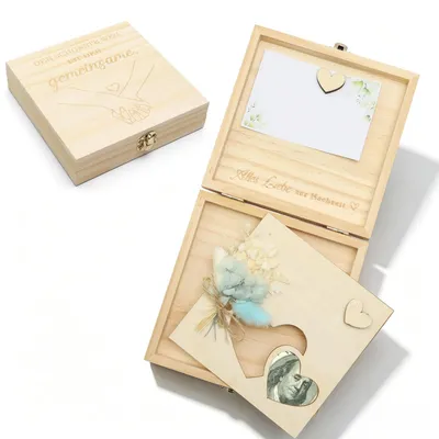 Holz-Geschenkbox für Geldgeschenke, 14×14×3,5 cm