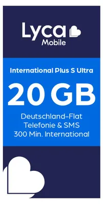Produktbild von Lyca mobile International Plus S Ultra 4G/5G Prepaid Simkarte EU Roaming