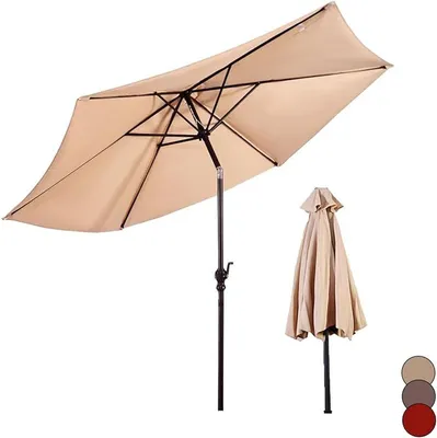 Produktbild von KOMFOTTEU Gartenschirm Ø270cm, Sonnenschirm neigbar mit UV-Schutzm Kurbelschirm mit 6 Streben und Handkurbel, Terrassenschirm & Balkonschirm