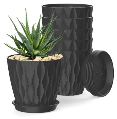 Immagine prodotto di Omgoods - Set di 6 vasi in plastica da 15 cm con fori di drenaggio