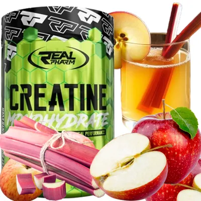 Immagine prodotto di Creatina monohidrato in polvere REAL PHARM CREATINE 300 g, gusto mela e rabarbaro