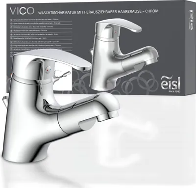 Zdjęcie produktu dla eisl VICO bateria umywalkowa z uchwytem, bateria łazienkowa z zestawem odpływowym do umywalki