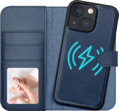 Image de 2in1 Étui portefeuille magnétique pour téléphone portable iPhone 13 Étui Protection RFID, étui magnétique amovible, compatible MagSafe, étui antichoc avec fenêtre photo