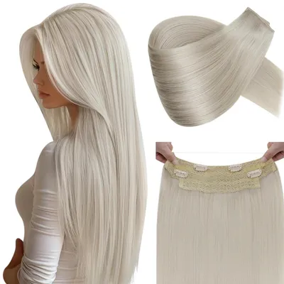 Obrázek produktu pro Prodlužování vlasů drátkem, přírodní vlasy, platinová blond, 80 gramů, 35 cm