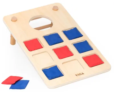 Produktbild von Viga 2-in-1-Geschicklichkeitsspiel: Tic-Tac-Toe + Cornhole – Zielwerfen