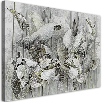 Produktbild von Leinwandbild Heilige Lotusblüten 60x40 Feeby Silber bild für die wand bereit zum aufhängen