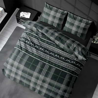 Produktbild von Traumschlaf Flanell Bettwäsche Hirsche grün 135x200 cm + 80x80 cm