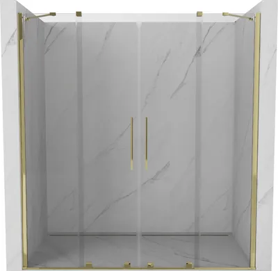 Produktbild von Mexen Velar Duo ausziehbare Duschtür 200 cm, transparent, Gold - 871-200-000-02-50