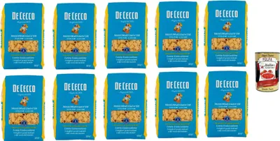 Produktbild von De Cecco Mezzi Ditali Lisci N°158 100% Italienisch Pasta Nudeln 10x 500g + Italian Gourmet Polpa 400g
