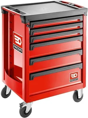 Image de Servante d'Atelier Facom ROLL.6M3APB, 6 Tiroirs, 3 Modules par Tiroir, Rouge