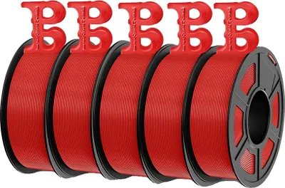 Immagine prodotto di filamento per stampante 3D, materiale durevole, resistente agli agenti atmosferici, ASA rosso 5 rotoli