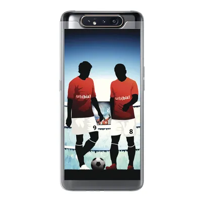Produktbild von MuchoWow® Handyhülle Schutzhülle Hülle für Samsung Galaxy A80 Eine Illustration von zwei Fußballspielern in einem Stadion - Jungen - Mädchen - Kinder Silikon Softcase Handy Hülle - Schutzdeckel