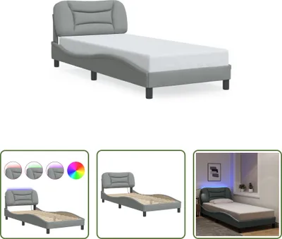 Produktbild von The Living Store Bettgestell mit LED Hellgrau 90x200 cm Stoff