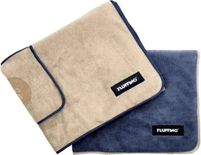 Image de Lot de 2 serviettes pour chiens, 120 x 70 cm, pour chiens de taille moyenne et grande, extrêmement absorbantes et douces, lavables à 60 °C, serviettes en microfibre à séchage rapide avec 2 poches pratiques