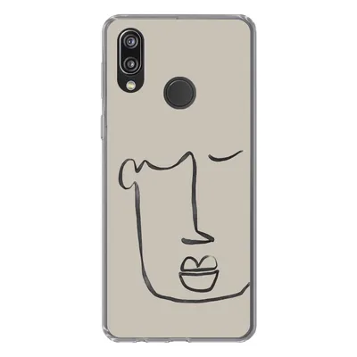 Produktbild von MuchoWow® Handyhülle Schutzhülle Hülle für Huawei P20 Lite (2020) Gesicht - Abstrakt - Strichzeichnung Silikon Softcase Handy Hülle - Kartenhalter
