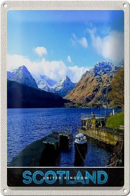 Produktbild von Blechschild Reise 20x30cm Schottland Insel Gebirge See Schild