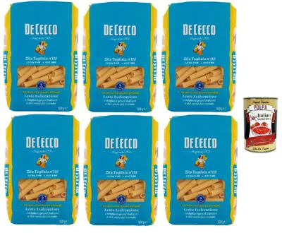Produktbild von De Cecco Zita Tagliata Nr. 118, Hartweizenpasta 6 x 500 g - langsam trocknend 9 h, feste Textur - 11 min backen (al dente 9 min) - Italy + Italian Gourmet Polpa 400g