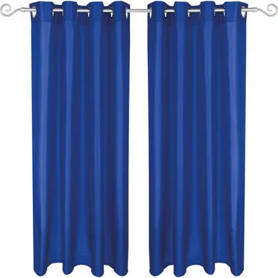 Image de lot de 2 rideaux opaques Alessia avec œillets 140x175cm bleu