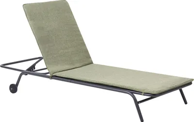 Produktbild von BELIANI Gartenliege Grün Metall mit Verstellbarem Kopfteil Rollbar Modern Sonnenliege für Terrasse Garten Balkon Ausstattung Metallmöbel
