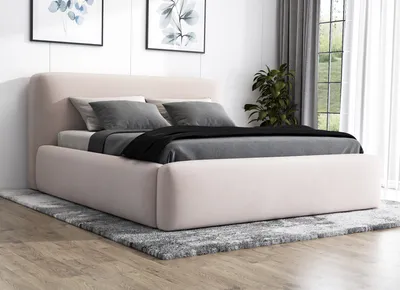 Produktbild von Polsterbett BLUM 140x200 plus Matratze und Bettkasten. Farbe: Beige.