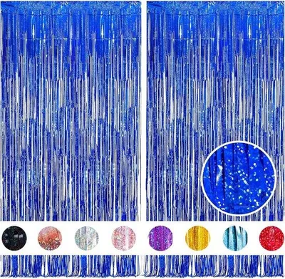 Produktbild von Famanu Lamettagardinen Blau mit Glitzer - 2 Stück