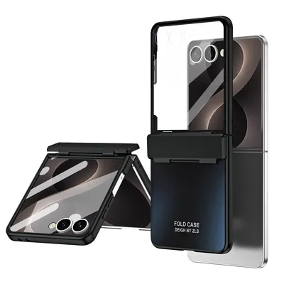 Produktbild von Hülle für Samsung Galaxy Z Flip 8 Elektroplatte Hart PC Schutzhülle mit Scharnierschutz Schwarz