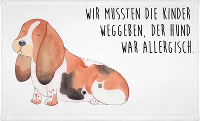 Produktbild von Mr. & Mrs. Panda Handtuch Hund Basset Hound - Weiß - Geschenk, 100x50, Flauschtuch, Frotteehandtuch, baumwolle, Sprüche, Lustig, 50x100
