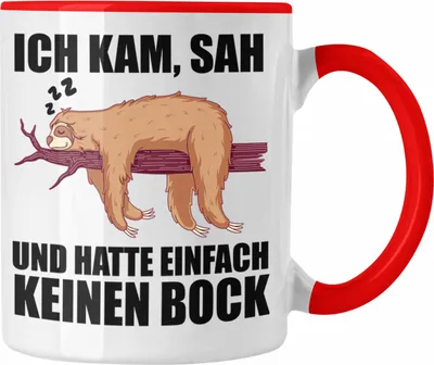 Produktbild von Trendation - Faultier Tasse mit Spruch Geschenk Arbeitskollege Kollege Kaffeetasse Büro (Rot)